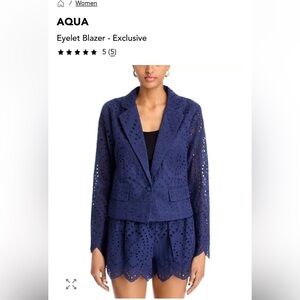Aqua Navy Eyelet Blazer - NWT!
